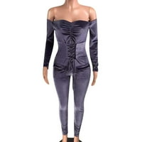 Hgsbede Jumpsuits za modne žene izvan ramena zavojnim kombinezons, čvrsta bodyysuit reprodukcija ROMper