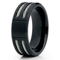 Matte crni titanijumski prsten srebrni užad kablovski dizajn titanijum prsten muškarci žene titanijum