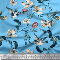 Soimoi Rayon Crepe tkanina Robin, lišće i divlja cvjetna tkanina za tiskanu tkaninu pored dvorišta