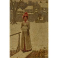Edmund Blair Leighton Crni moderni uokvireni muzej umjetnički print pod nazivom - Zimska šetnja