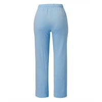 Posteljina struka pamučne i elastične čvrste hlače za crtanje dugačkih ženskih ležerne hlače