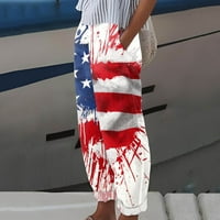 Ženska casual Dan nezavisnosti Američka zastava Štampari hlače Baggy elastična struka hlače široka noga