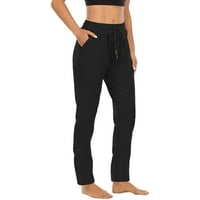Wavsuf joga hlače za žene plus veličine čvrsta sa džepovima Visoke uspone crne hlače veličine xl