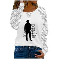Ženska casual crewneck dugim rukavima dugih rukava Labavi pulover vrhovi smiješne grafičke modne majice