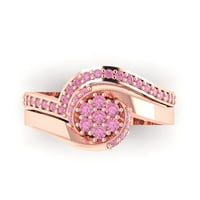 0. CT sjajan okrugli rez simulirani ružičasti dijamant 14k Rose Gold Solitaire sa akcentima Bridal Set