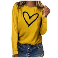 TOQOT FALL HAMERS za žene - Crewneck Love Grafički majica s dugim rukavima Ležerne prilike ženske poklon