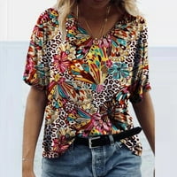 Aufmer Graphic Tees Ženska modna štampa V-izrez majica s kratkim rukavima casual majica