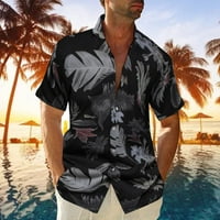 Muškarci Havajska majica na plaži s kratkim rukavima, tiskani ljetni casunski gumb dolje majice