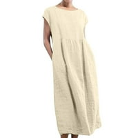 Ženska posteljina Ležerna haljina Čvrsta boja bez rukava o vratu Maxi Labav duga haljina s džepovima