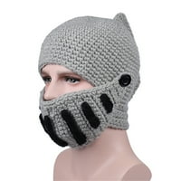 HATS Roman Gladijator Knight Priručnik pletiva HAT zimska maska ​​Cap unise topla moda Bež Jedna veličina