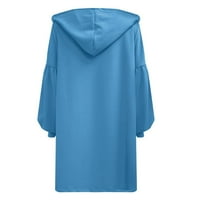 Uorcsa spavaća soba s kapuljačom s kapuljačom dugih rukava džep za žene kaput nebo plavo