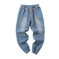 Mortilo traperice za muškarce, ulična prevelika elastična čipka za hlače muške muške hlače plavo xl