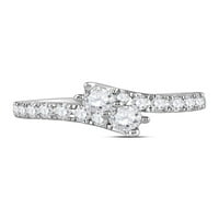 14k bijeli zlatni dijamant 2-kameni svadbeni vjenčani prsten za vjenčanje CTTW