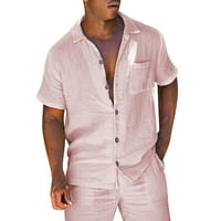 Muška posteljina set kratki rukav isključite košulje na ovratniku sa džepom i kratkim hlačama na plaži