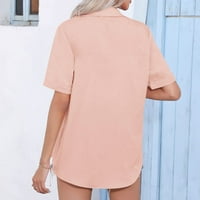 WHLBF Clearence Žene Ljetni vrhovi modni uzročni gumb Solid bluza Majica kratkih rukava