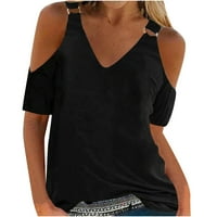 Ženska seksi majica hladna ramena labava bluza Ljetne t majice na vrhu Casual V izrez bluze Tuničke