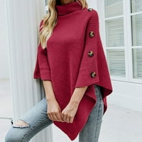 Ženski modni džemperi za žene plus veličine topla jesen i zima All-Match Lood Shawl Cape Solid Boja