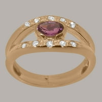 Britanska napravljena 10k Rose Gold Prirodni ružičasti turistički i dijamantni ženski prsten za uključivanje