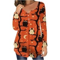 Voncos majice s dugim rukavima za žene Clearence-Crew vrat tiskani kasul lagane jesene i zimske modne žene bluze narančaste veličine s