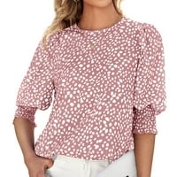 Fnochy Wemens Tops Clearence Plus Veličina Ljetna bluza Pink modni krug - otprilike kratki rukav seksi vrhunska bluza