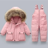 WAVSUF dječji kaputi za djevojke s kapuljačom Chunky fleese casual pad i zimske ružičaste gorske odjeće