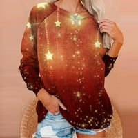 Azrijski ženski božićni vrhovi, žene ljetni modni ležerni print okrugli vrat labav majica dugih rukava Top bluza pulover u prodaji plus veličina zazor