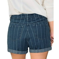 PXiakgy kratke hlače za žene Žene Ljetne hlače Jeans High Squik Slim Hoteli Hlače Blue + XXL