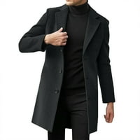 Muškarci vitki zimski kaput rever ovratnik dugih rukava kožna jakna od vintage zgušnjava kaput