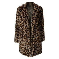 Ženski zimski kaput - modni casual plišani zimski topli leopard dugih rukava patchwork dame tops auther