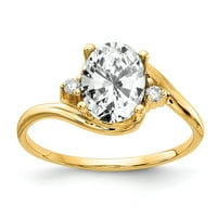 Čvrsta 14k žuto zlato 8x ovalno kubična cirkonija CZ dijamantska godišnjica prstena veličine 6,5