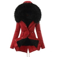 Ikevan dame obloge ženske zimske tople guste jakne kapuljače sa kapuljačom crvena 4