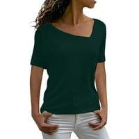 Vrhovi za žene s kratkim rukavima ljetna modna casual čvrsta tiskana majica u boji Blok V rect t majice