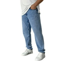 Muške džepove traperice lete u ležerne ravne hlače patentne pantalone