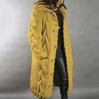 Zrbywb Vintage Womens Long Cardigan kaput Ženska kapuljača Kardigan Velike veličine Džepni džep Jednostruki
