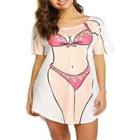 Žene Funny Bikini Tors za ispis, Ležerne košulje s kratkim rukavima, 3D bikinis set uzorka Labavi fit