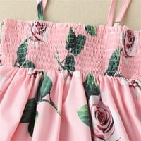 Baby Girl Haljine cvjetni rukavac bez rukava midi haljina ružičasta 4Y-5Y
