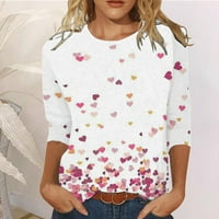 Ženske majice vrhovi ženskih zaljubljenih serija za Valentinovo tiskali su tri četvrtine rukave za okrugli