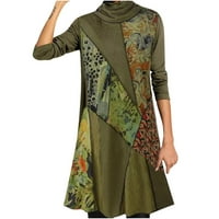 Voncos mini haljine za žene na čišćenju - okrugli vrat Modni jeseni zimske žene haljine za ljetnu zelenu