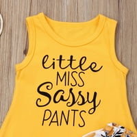 Canrulo Ljeto TODDLER Baby Girls Odjeća Sassy Majica TOP Floral kratke hlače Outfits žute 3- godine