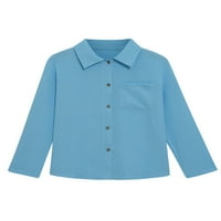 Paille Žene Solidne boje labave košulje Prednji džepni uredski vrhovi tunička majica s dugim rukavima