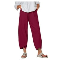 Ženske hlače Žene džepne pantske strugove pantalone solidne elastične ležerne hlače Duksere žene XXXXXL