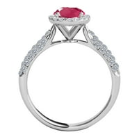 Mauli dragulji za žene 1. Carat Diamond i ovalni oblikovani plasirani prsten 4-prong 10k bijelo zlato