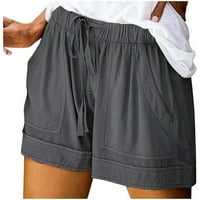 Ženske kratke hlače Ležerne ljetne vučne kratke hlače Elastične kratke hlače s džepovima sivo klirens
