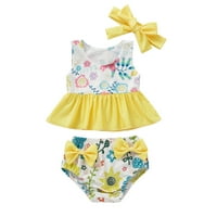 TODDLER Ljetne djevojke Bowknot cvijet od tiskani ruffles dva kupaći kostimi kupaći kostim bikini sa
