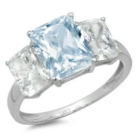 4Ct smaragdni rez plavi simulirani dijamant 14k bijelo zlato egraviranje izjava bridalna godišnjica