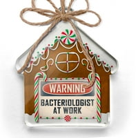 Ornament je tiskao jedan bočni bakteriolog upozorenja na poslu Vintage Fun Job Potpiši božićni neonblond