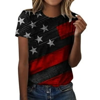 Američka zastava ljetni vrhovi T Odštampani kratkih rukava okrugli vrat 3D digitalni tiskani 4 srpnja