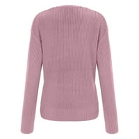 Ženski džemperi Ležerne dame Jesen i zimski dugi rukav čvrsta boja V izrez Tanak fit modni pleteni pulover