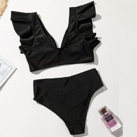 Lovskoo High Struk kupaća odijela za žene Bikini setovi bikini crni kupaći kostim pune boje Ležerne
