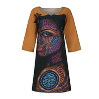 Grovesty haljine za žensko čišćenje ispod 10 dolara, žene afrički vintage print srednji rukav V izrez